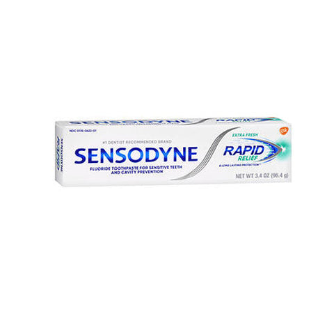 Sensodyne, Rapid Relief Fluoride Toothpaste For Sensitive Teeth And Cavity Prevention Extra Fresh, 3.4 Oz Sensodyne
