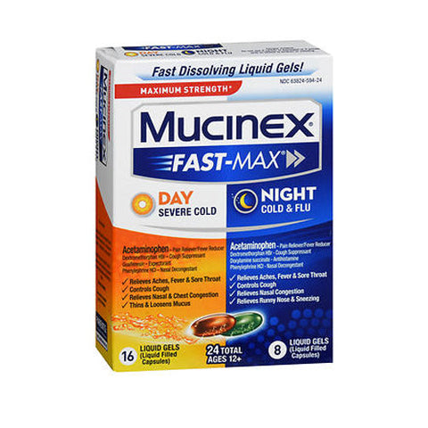 Mucinex, Fast-Max Day & Night Cold & Flu, 24 Caps Mucinex
