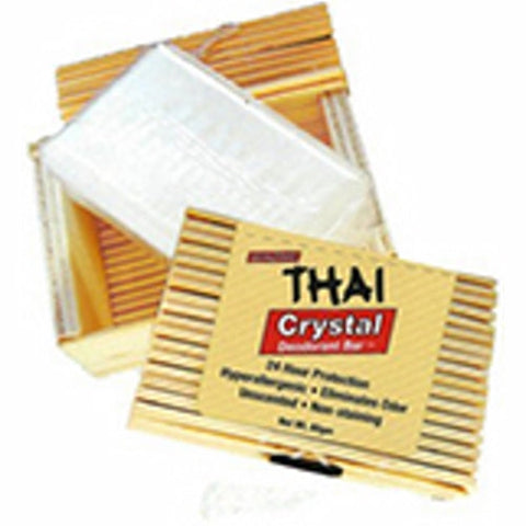 Thai Deodorant Stone, Thai Crystal Deodorant Unscented Stone In Bamboo Box, 80 Grams Thai Deodorant Stone