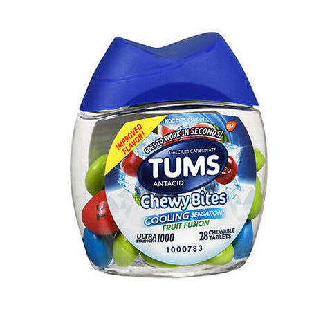 Tums, Ultra Strength 1000 Chewy Bites Cooling Sensation Fruit Fusion, 28 Tabs Tums