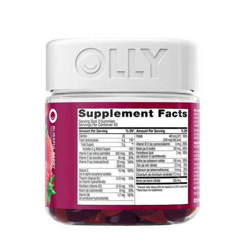 Olly, The Perfect Women'S Multi Gummies Blissful Berry, 90 Count Olly