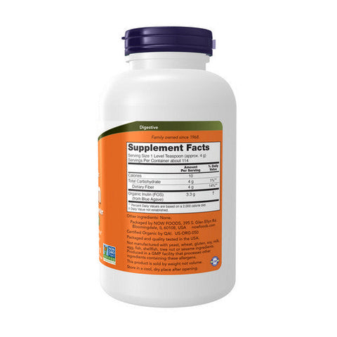 Now Foods, Inulin Prebiotic Pure Powder Organic, 1 lb Now Foods