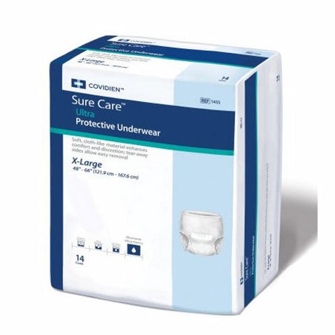 Cardinal, Unisex Adult Absorbent Underwear Sure Care Ultra Pull On with Tear Away Seams X-Large Disposable Hea, Count of 56 Cardinal