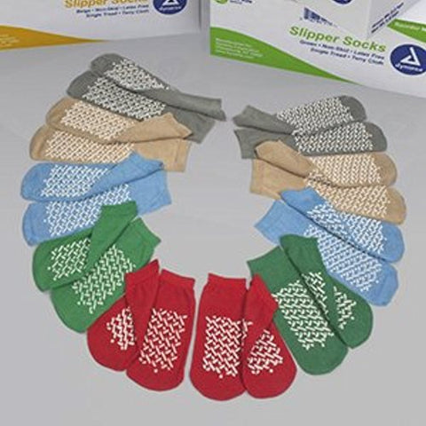 Dynarex, Slipper Socks Soft Sole Large Blue Ankle High, Count of 48 Dynarex