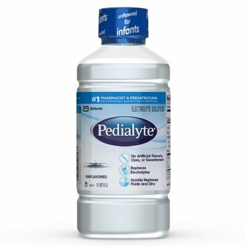 Pedialyte, Pediatric Oral Electrolyte Solution Pedialyte  Unflavored 1 Liter Bottle Ready to Use, Count of 8 Pedialyte