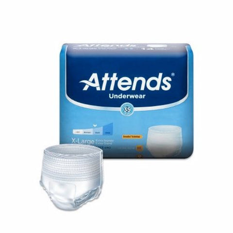 Attends, Unisex Adult Absorbent Underwear Pull On with Tear Away Seams X-Large, Count of 1 Attends