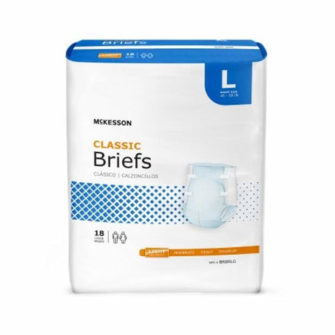 McKesson, Unisex Adult Incontinence Brief Classic Large Disposable Light Absorbency, Case Of 4 McKesson