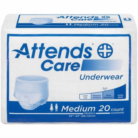 Attends, Unisex Adult Absorbent Underwear Care Pull On with Tear Away Seams Medium, Count of 18 Attends