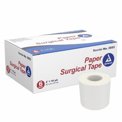 Dynarex, Medical Tape Dynarex  Porous Paper 2 Inch X 10 Yard White NonSterile, Box Of 6 Dynarex