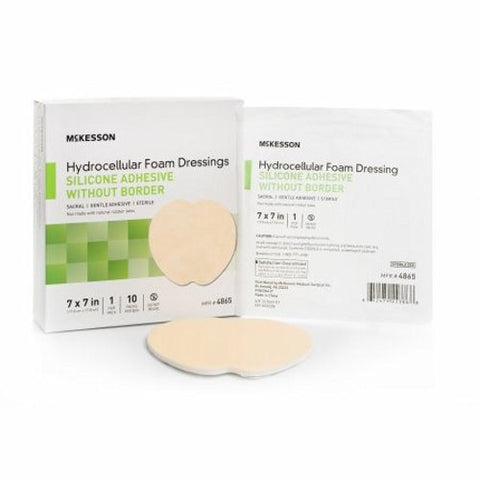 McKesson, Foam Dressing 7 X 7 Inch Without Border Film Backing Silicone Gel 4865, Box Of 10 McKesson