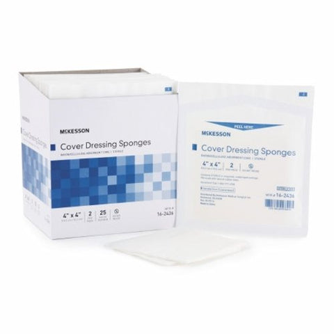 McKesson, Cellulose Filled Nonwoven Sponge 4 X 4 Inch Sterile 16-2436, Box Of 25 McKesson