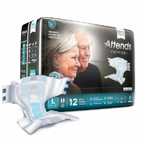 Attends, Premier Brief Unisex Adult Incontinence Large Disposable Heavy Absorbency, Case Of 4 Attends