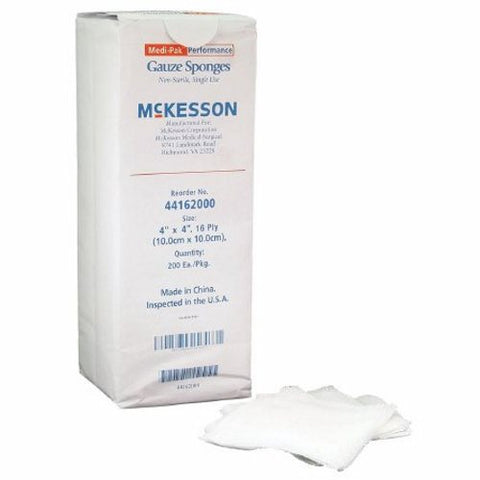 McKesson, Gauze Sponge 4 X 4 Inch 16-Ply NonSterile 44162000, Pack Of 200 McKesson