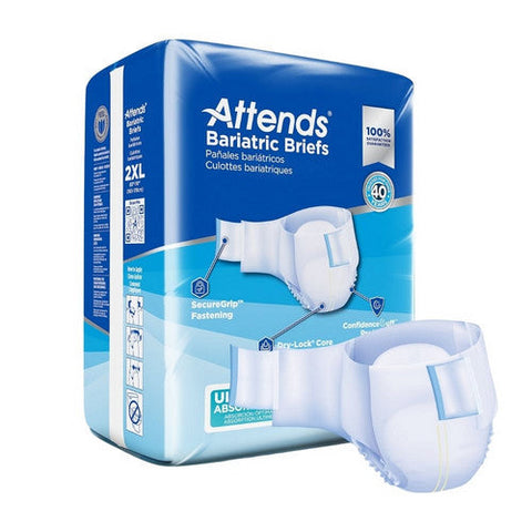 Attends, Unisex Adult Incontinence Brief Attend Bariatric 2X-Large, Count of 12 Attends