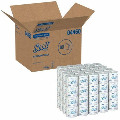 Toilet Tissue Scott  Essential White 2-Ply Standard Size Cored Roll 550 Sheets 4 X 4-1/10 Inch White Case of 80 by Kimberly Clark