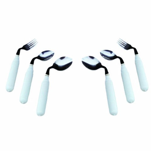 Fabrication Enterprises, Fork Comfort Grip Left Handed White, 3 Oz Fabrication Enterprises
