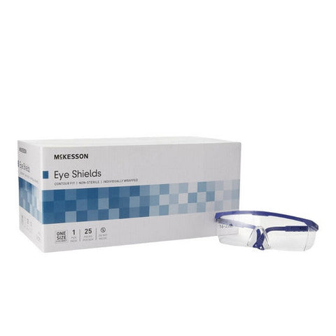 McKesson, Protective Glasses McKesson Brand Clear Tint Blue / Clear Frame Over Ear One Size Fits Most, Box Of 25 McKesson
