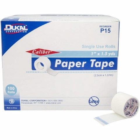 Dukal, Medical Tape Caliber Short Roll Paper 1 inch X 1-1/2 Yard White NonSterile, Case Of 5 Dukal