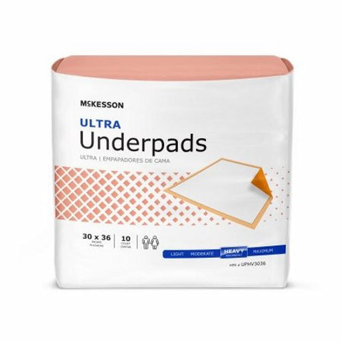 McKesson, Disposable Underpad 30 X 36 Inch Fluff / Polymer Heavy Absorbency UPHV3036, Count of 10 McKesson