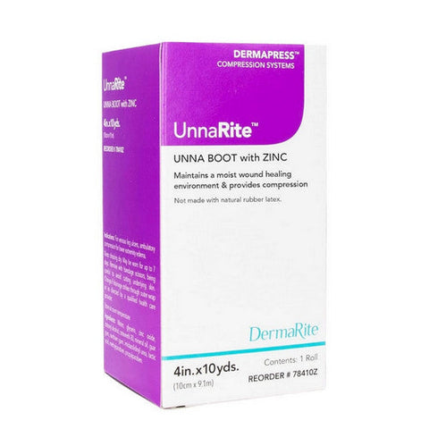 DermaRite, Unna Boot UnnaRite Zinc Oxide 4 Inch X 10 Yard, 1 Each DermaRite