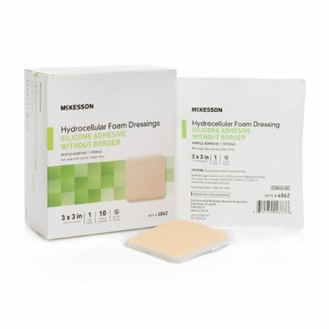McKesson, Silicone Foam Dressing 3 X 3 Inch, Box Of 10 McKesson