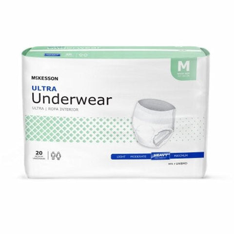 McKesson, Unisex Adult Absorbent Underwear Ultra Pull On with Tear Away Seams Medium Disposable Heavy Absorbency, Count of 4 McKesson
