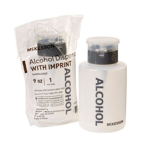 McKesson, Alcohol Dispenser McKesson Push Down Dispensing, 9 Ounce, Translucent, Alcohol Imprint, Polyethylene, 9 Oz McKesson