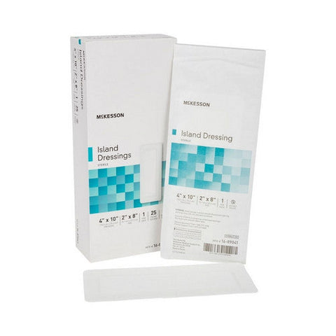 McKesson, Adhesive Dressing McKesson 4 X 10 Inch Polypropylene / Rayon Rectangle White Sterile, Count of 1 McKesson