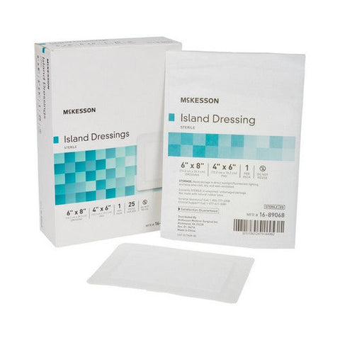 McKesson, Adhesive Dressing McKesson 6 X 8 Inch Polypropylene / Rayon Rectangle White Sterile, Count of 1 McKesson