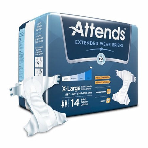 Attends, Attends Overnight Brief Unisex Adult Incontinence X-Large Disposable Heavy Absorbency, Count of 14 Attends