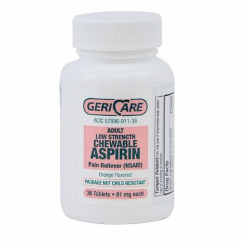 McKesson, Pain Relief Geri-Care  81 mg Strength Aspirin Chewable Tablet 36 per Bottle, Count of 1 McKesson