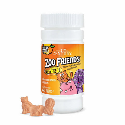 21st Century, Zoo Friends With Extra C Orange, 60 Chewable Tabs 21st Century