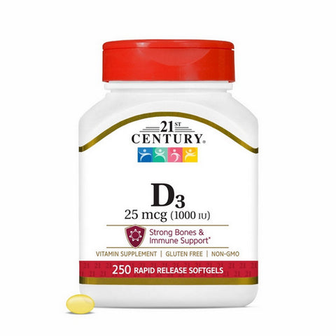 21st Century, Vitamin D3, 25 Mcg, 250 Softgels 21st Century