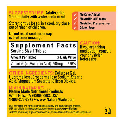 Nature Made, Vitamin C, 500mg, 100 Caplets Nature Made