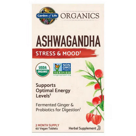 Garden of Life, Organics Ashwaganda Stress & Mood, 60 Vegan Tabs Garden of Life