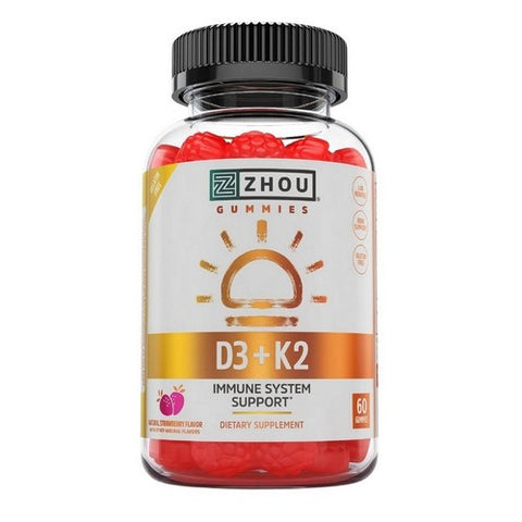 Zhou Nutrition, D3 + K2 Gummies Strawberry, 60 Count Zhou Nutrition