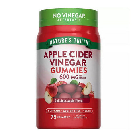Nature's Truth, Apple Cider Vinegar Gummies Natural Apple, 600 mg, Natural Apple Flavor 75 Vegan Gummies Nature's Truth