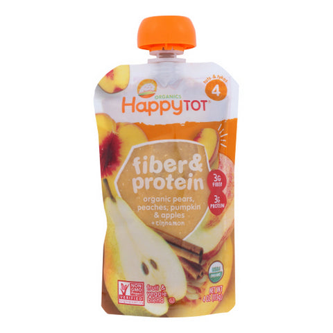 Stage  Baby Food Organic Fiber & Protein Peach Case of 16 X 4 Oz by Happy Tot