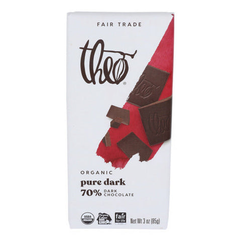 Theo Chocolate, Organic Dark Chocolate Bar Unflavored, 3 Oz(Case Of 12) Theo Chocolate
