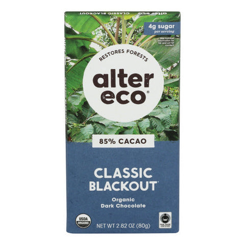 Alter Eco, Organic Deep Dark Chocolate Classic Blackout, 2.82 Oz(Case Of 12) Alter Eco