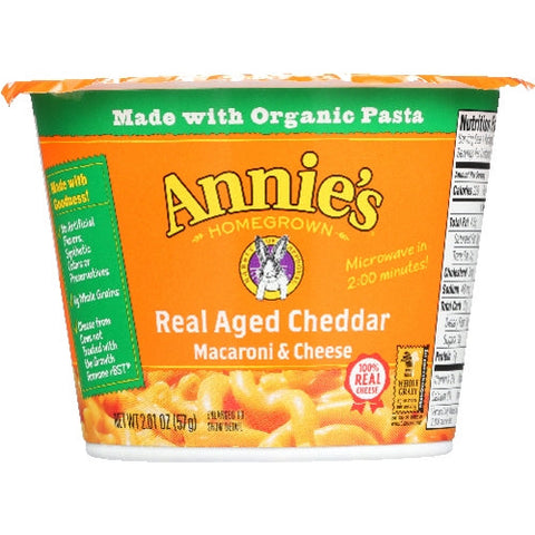 Annie's Homegrown, Real Aged Cheddar Microwavable Mac And Cheese Cup, 2.01 Oz(Case Of 12) Annie's Homegrown
