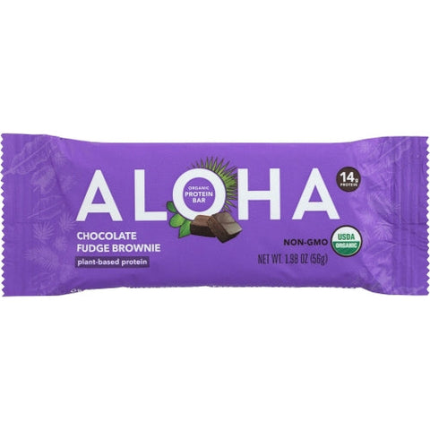 Aloha Bay, Organic Chocolate Fudge Brownie Plant Protein Bar, 1.98 Oz(Case Of 12) Aloha Bay