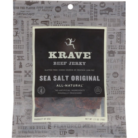 Krave Pure Foods, Jerky Beef Sea Salt, 2.7 Oz(Case Of 8) Krave Pure Foods