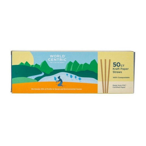 World Centric, Straws Paper Compostable, 50 Count(Case Of 24)