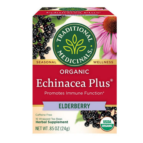 Traditional Medicinals, Organic Echinacea Plus Elderberry Tea, Elder 16 Bags Traditional Medicinals