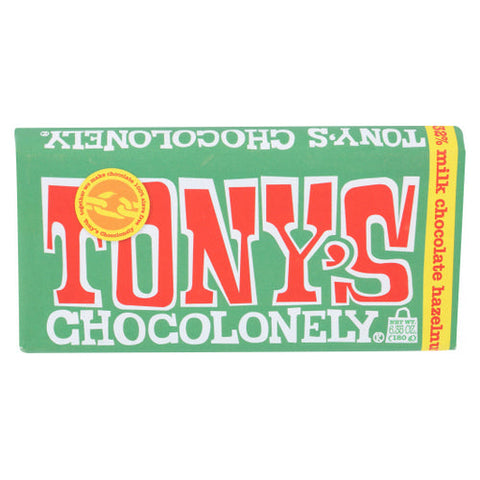 Tonys Chocolonely, 32% Milk Chocolate Bar with Hazelnut, 6.35 Oz(Case Of 15) Tonys Chocolonely