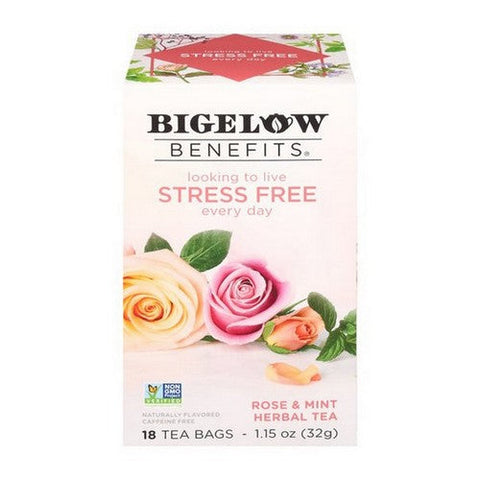 Bigelow, Stress Free Rose And Mint Herbal Tea, 1.15 Oz(Case Of 6) Bigelow