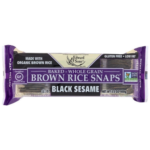Edward And Sons, Black Sesame Brown Rice Snaps Gluten Free, 3.5 Oz(Case Of 12) Edward And Sons