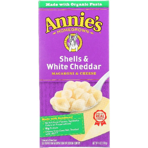 Annie's Homegrown, Shells And White Cheddar Mac And Cheese, 6 Oz(Case Of 12) Annie's Homegrown