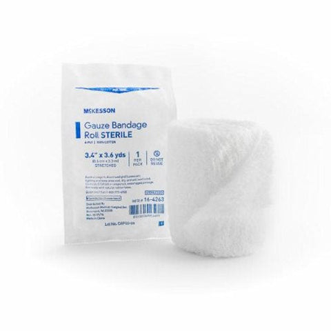 McKesson, Fluff Bandage Roll 4-1/2 Inch X 3-1/10 Yard 8-Ply Sterile 16-4043, 1 Pack McKesson
